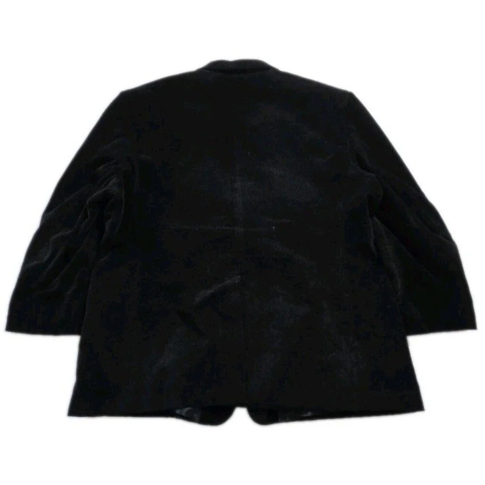 Club Uomo Men 52L Blazer Sport Coat Black Cotton Corduroy 2 Button Long Big Tall